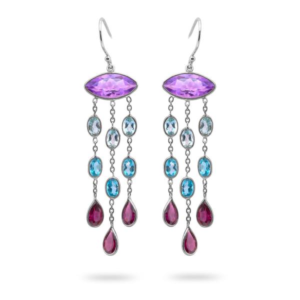 Boucles d'oreilles amethyste, topaze argent Celesta